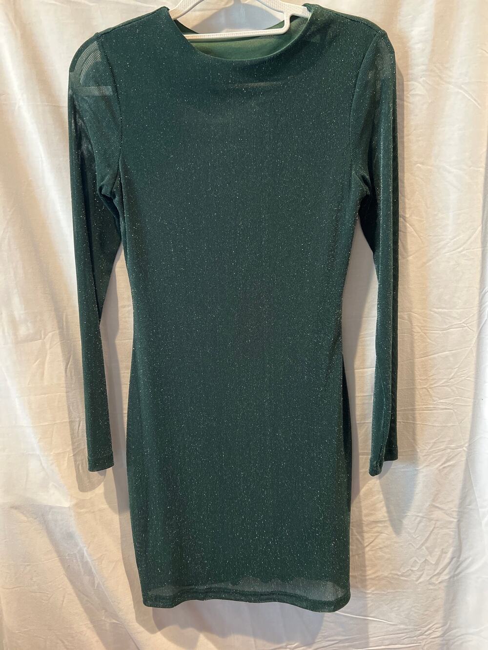 Size small long sleeve sparkly emerald/hunter green dress
